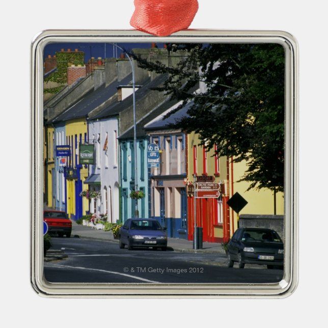 Cars parked in front of a building, Adare Metal Tree Decoration (Front)
