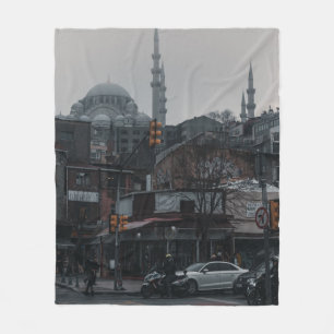 CARS PARKED NEAR BUILDING FLEECE BLANKET