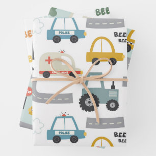 Cars Pattern kids Wrapping Paper Sheet