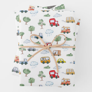 Cars Pattern Wrapping Paper Sheet