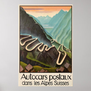 Cars Racing Driving Alpes Switzerland Mountains Poster
