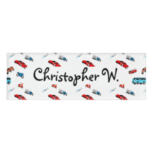 Cars Racing Modern Kids Name Tag