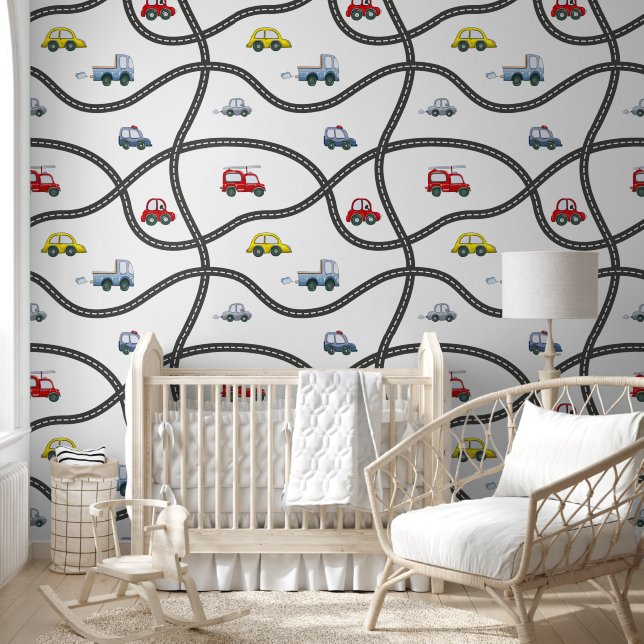 Cars Removable Peel and Stick Baby Boy Nursery Wallpaper (Kids)