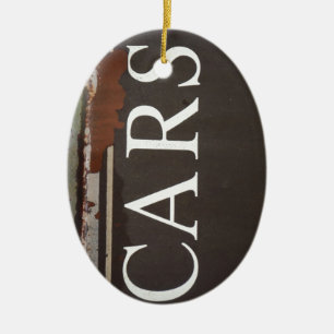 CARS Tow Truck Vintage Car Sign Ceramic Tree Decoration