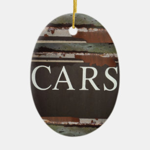 CARS  Tow Truck Vintage Car Sign Ceramic Tree Decoration