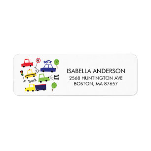 Cars & Trucks Baby Shower Address Label