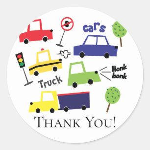 Cars & Trucks Baby Shower Thank You Favour Sticker