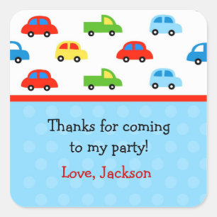 Cars Trucks Birthday Party Favour Stickers labels