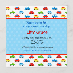 Cars Trucks Boys  Baby Shower Invitations