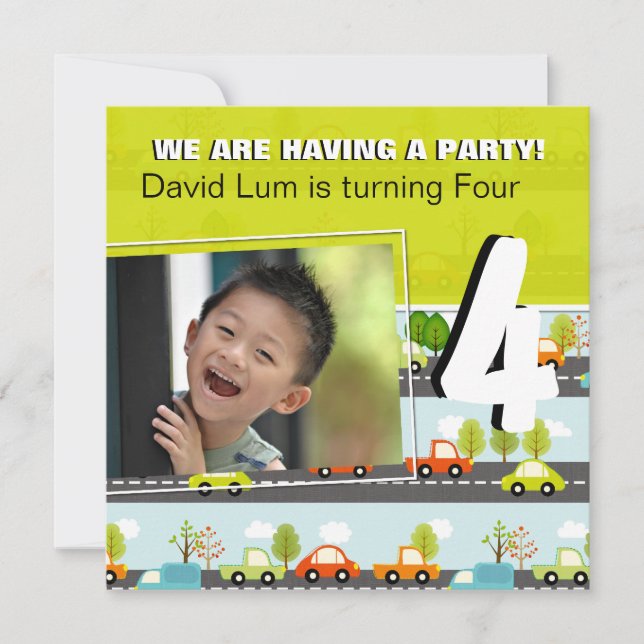 CARS & TRUCKS | Boys  Birthday Party Invitation (Front)