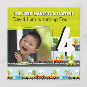 CARS & TRUCKS   Boys  Birthday Party Invitation