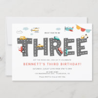 Cars & Trucks City Transportation THIRD Birthday