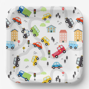 Cars Trucks Paper Plate