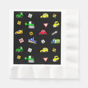 Cars, Trucks, Traffic Signs Boy's Birthday Party Napkin