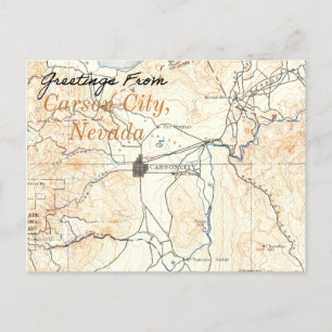 Carson City Nevada Vintage Map Postcard