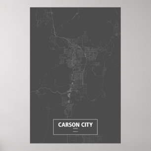 Carson City, Nevada (white on black) Poster