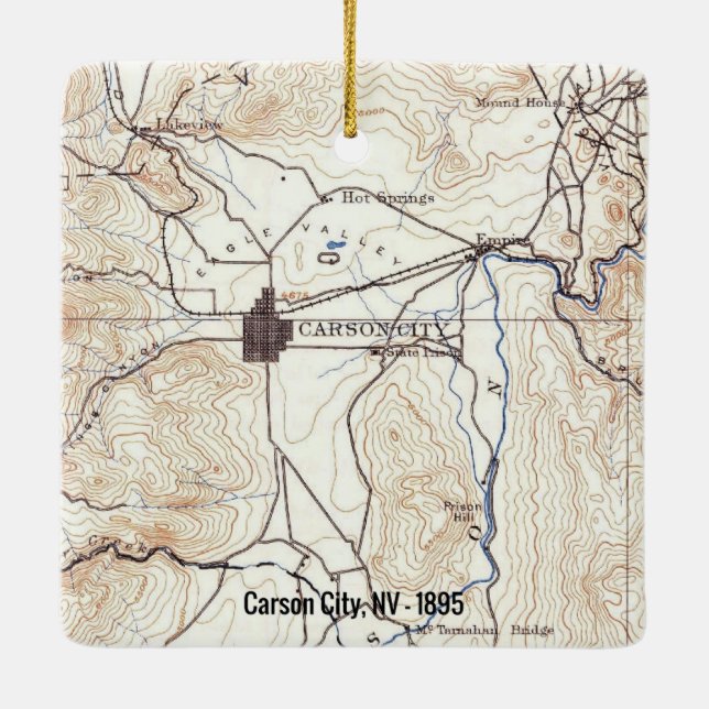 Carson City NV Vintage Map Ceramic Ornament (Back)