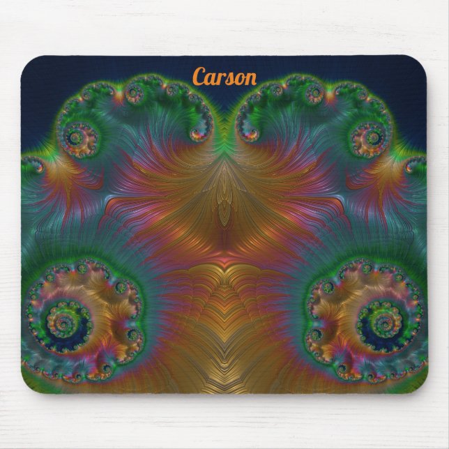CARSON ~ Green Orange Yellow and Blue Design  Mouse Mat (Front)