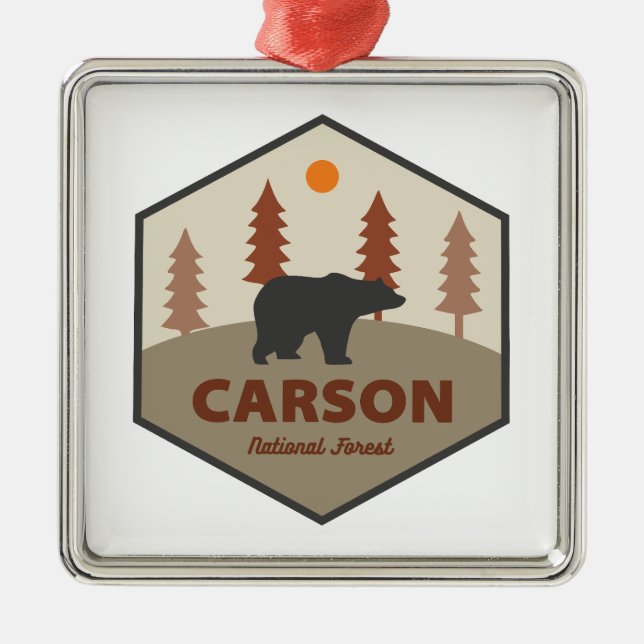 Carson National Forest New Mexico Bear Metal Tree Decoration (Front)