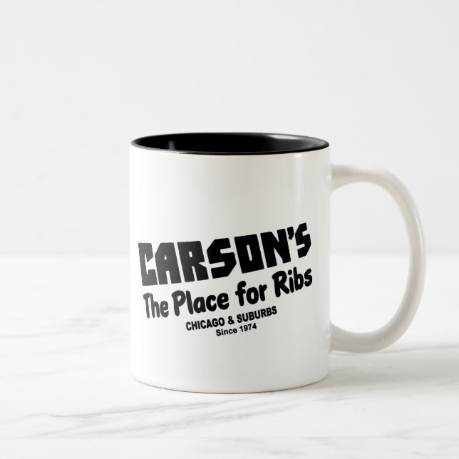 Carson's, the place for Ribs, Chicago and suburbs. Two-Tone Coffee Mug (Right)