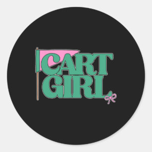 Cart Girl Funny Golf Lover Classic Round Sticker
