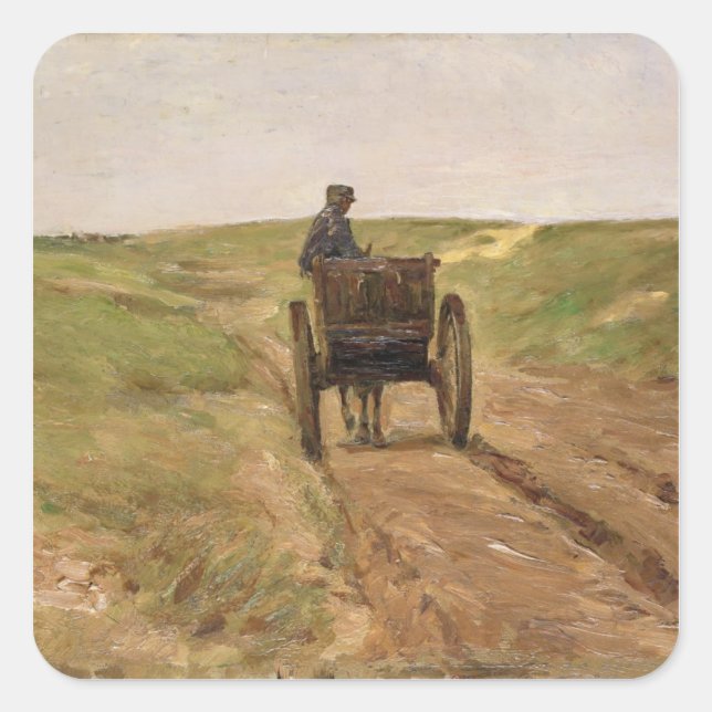 Cart in Katwijk, 1889 Square Sticker (Front)