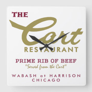 Cart Restaurant, Wabash and Harrison, Chicago, IL Square Wall Clock