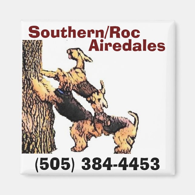 Cart-tree2, Southern/Roc, Airedales, (505) 384-... Magnet (Front)