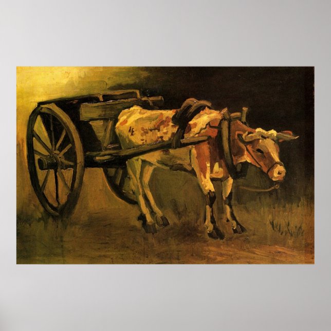 Cart with Red and White Ox by Van Gogh. Poster (Front)