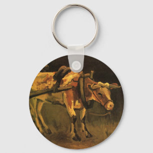 Cart with Red and White Ox by Vincent van Gogh Key Ring