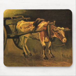 Cart with Red and White Ox by Vincent van Gogh Mouse Mat