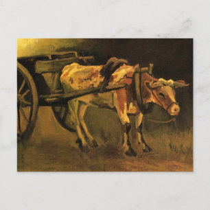 Cart with Red and White Ox by Vincent van Gogh Postcard