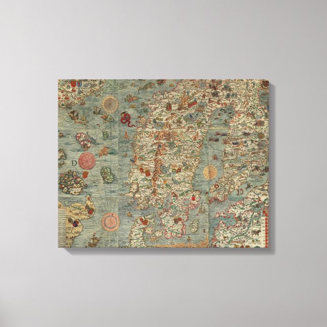 Carta Marina - Ancient Creatures Map of the World Canvas Print (Front)