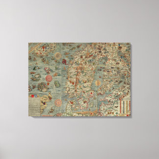 Carta Marina - Ancient Creatures Map of the World Canvas Print