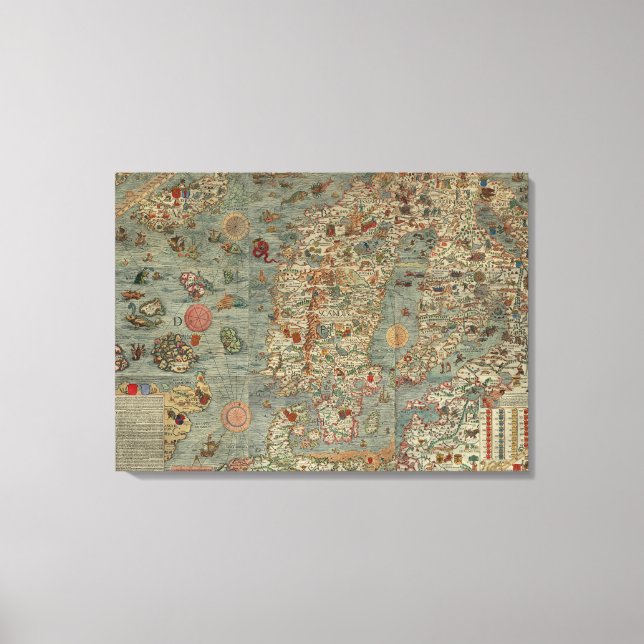 Carta Marina - Ancient Creatures Map of the World Canvas Print (Front)
