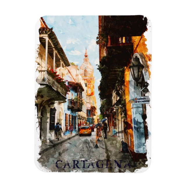 Cartagena Colombia City Street View Magnet (Vertical)