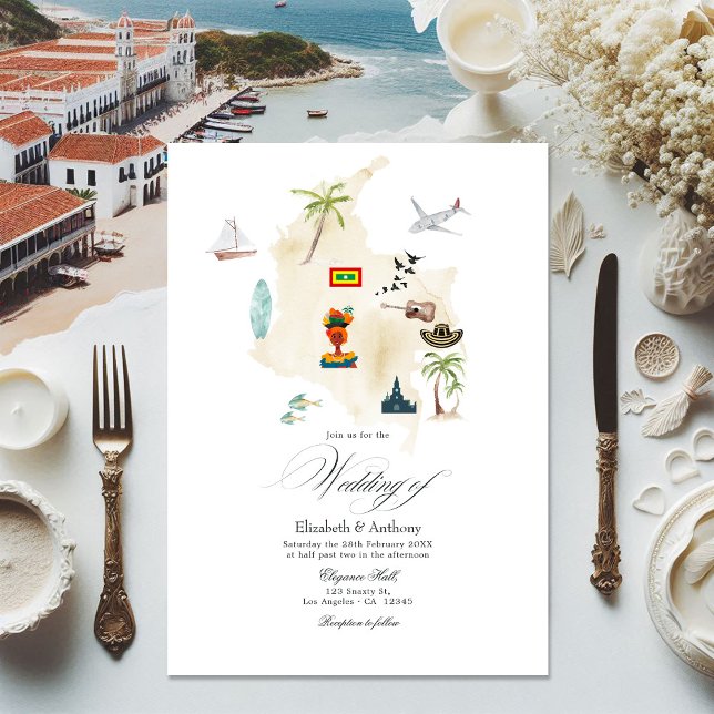 Cartagena Colombia Destination Wedding Invitation (Cartagena Colombia Destination Wedding Invitation)
