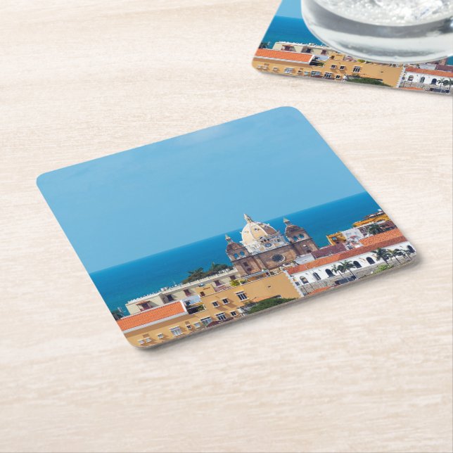 Cartagena, Colombia Old Town Square Paper Coaster (Angled)
