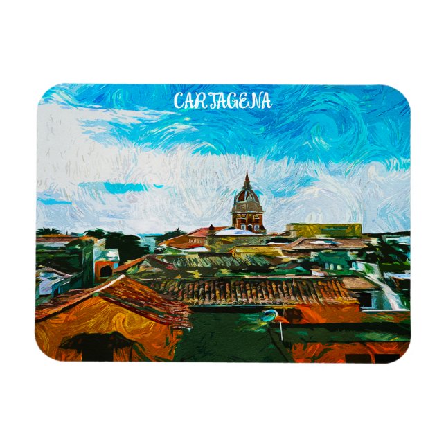 Cartagena Colombia Painting City View Magnet (Horizontal)