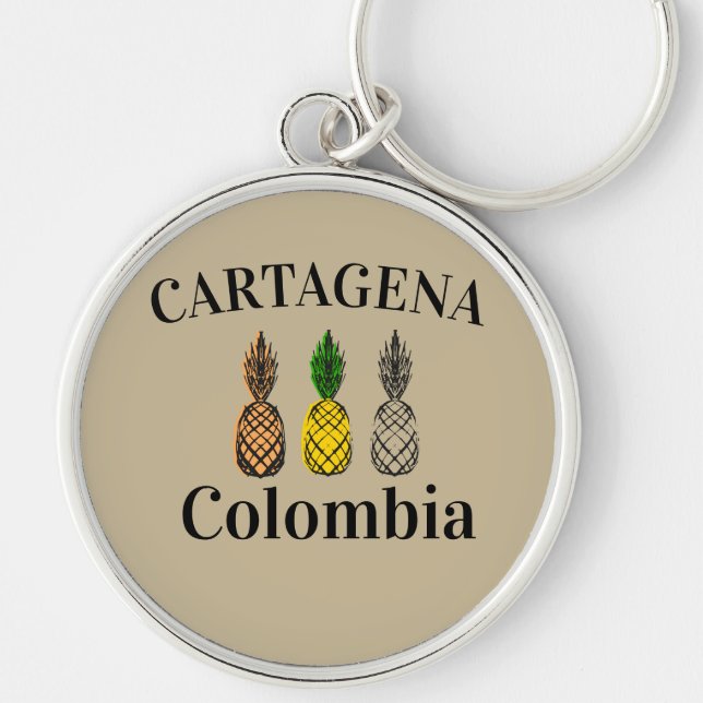 Cartagena Colombia Pineapples Key Ring (Front)