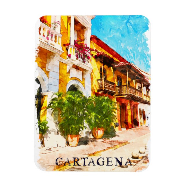 Cartagena Colombia Vintage Travel Magnet (Vertical)