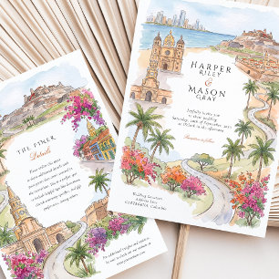 Cartagena Colombia Walled City Castillo San Felipe Invitation