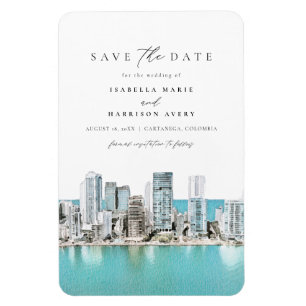 CARTANEGA Colombia Watercolor Save the Date Invita Magnet