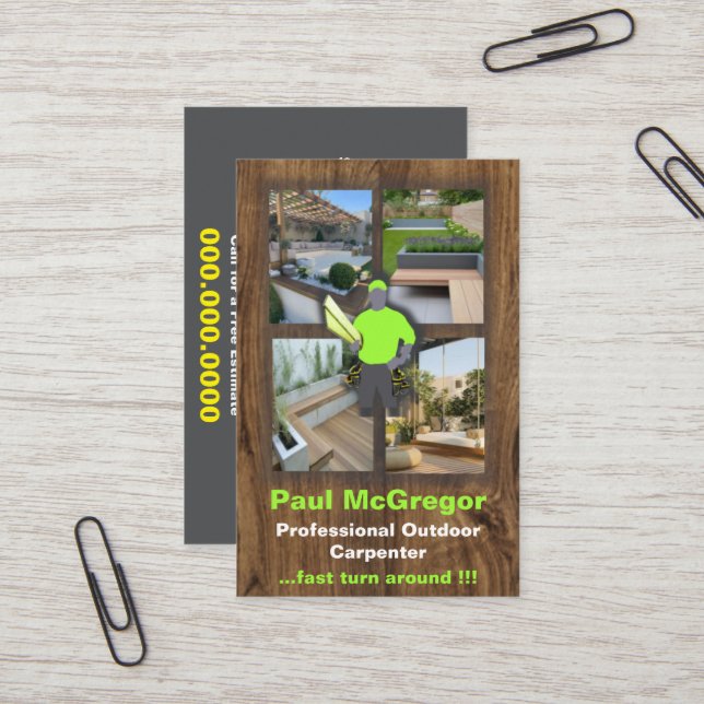 Cartão De Visita Professional Outdoor Carpenter Bu Business Card (Front/Back In Situ)