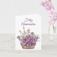 Cartão em Portugues: Birthday Card with flowers