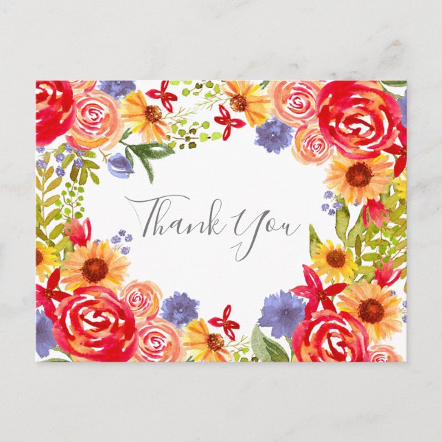 Cartão floral WildflowersThank you Postcard (Front)