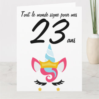 Carte anniversaire 23 ans grand format licorne xxl card