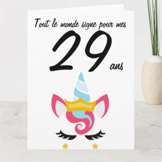 Carte anniversaire 29 ans grand format licorne xxl card