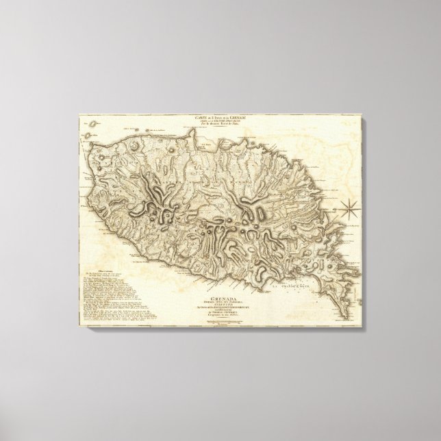 Carte de l'Isle de la Grenade Canvas Print (Front)