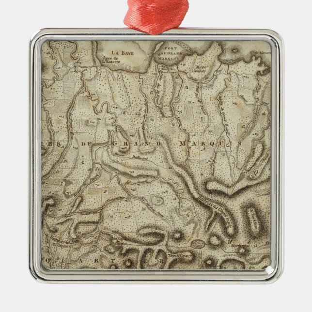 Carte de l'Isle de la Grenade Metal Tree Decoration (Front)